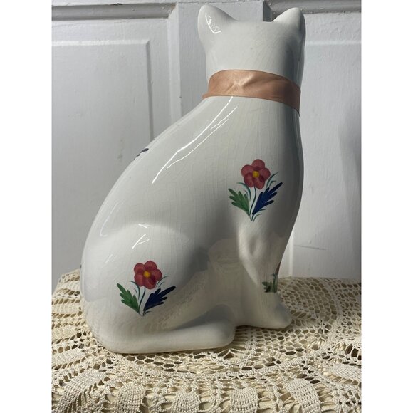 Vintage ELPA Alcobaca Portugal White Ceramic Cat Blue Glass Eyes - Picture 10 of 14